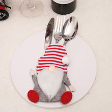 Load image into Gallery viewer, Christmas Wood Gnome Cutlery Pouch Bags Knife Fork Silverware Holder Bag Christmas Tableware Utensil Holder New Year Table Decor

