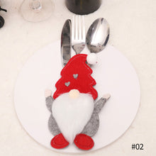 Load image into Gallery viewer, Christmas Wood Gnome Cutlery Pouch Bags Knife Fork Silverware Holder Bag Christmas Tableware Utensil Holder New Year Table Decor
