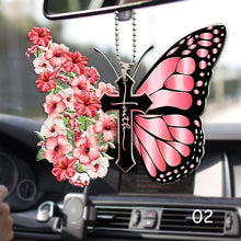 Load image into Gallery viewer, Butterfly Cross Car View Mirror Hanging Pendant Auto Home Decor Vehicle Ornament Mini Car Accessory Interior Hanging For Girls
