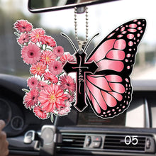 Load image into Gallery viewer, Butterfly Cross Car View Mirror Hanging Pendant Auto Home Decor Vehicle Ornament Mini Car Accessory Interior Hanging For Girls
