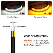 Load image into Gallery viewer, 2Pcs 12V Universal LED Motorcycle Turn Signal Light &amp; DRL Amber White Moto Flasher Ring Fork Strip Lamp Flowing Flashing Blinker
