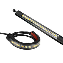 Load image into Gallery viewer, 2Pcs 12V Universal LED Motorcycle Turn Signal Light &amp; DRL Amber White Moto Flasher Ring Fork Strip Lamp Flowing Flashing Blinker

