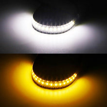 Load image into Gallery viewer, 2Pcs 12V Universal LED Motorcycle Turn Signal Light &amp; DRL Amber White Moto Flasher Ring Fork Strip Lamp Flowing Flashing Blinker
