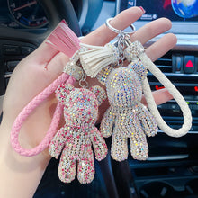 Load image into Gallery viewer, Rhinestone Cute Bear Key Chain Tassels Keychain Anti-lost Pendant Holiday Car Key Ring Chain Holder Keyfob Jewelry For Girls Gift
