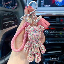 Load image into Gallery viewer, Rhinestone Cute Bear Key Chain Tassels Keychain Anti-lost Pendant Holiday Car Key Ring Chain Holder Keyfob Jewelry For Girls Gift
