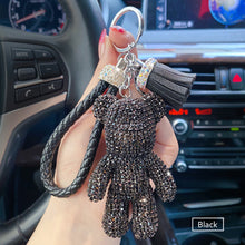 Load image into Gallery viewer, Rhinestone Cute Bear Key Chain Tassels Keychain Anti-lost Pendant Holiday Car Key Ring Chain Holder Keyfob Jewelry For Girls Gift
