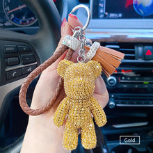 Load image into Gallery viewer, Rhinestone Cute Bear Key Chain Tassels Keychain Anti-lost Pendant Holiday Car Key Ring Chain Holder Keyfob Jewelry For Girls Gift
