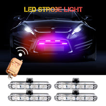 Load image into Gallery viewer, 4Pc 16LED Grill Car Strobe Police Light Strobe Emergency Remote Wireless Control Flash Signal Fireman Beacon Warning Strobe Lamp
