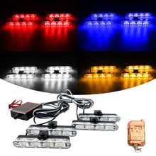 Load image into Gallery viewer, 4Pc 16LED Grill Car Strobe Police Light Strobe Emergency Remote Wireless Control Flash Signal Fireman Beacon Warning Strobe Lamp
