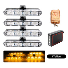 Load image into Gallery viewer, 4Pc 16LED Grill Car Strobe Police Light Strobe Emergency Remote Wireless Control Flash Signal Fireman Beacon Warning Strobe Lamp
