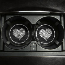 Load image into Gallery viewer, 2Pcs Car Cup Coasters Sparkly Rhinestone Heart Bling Car Coasters for Cup Holders Insert Interior Accessories
