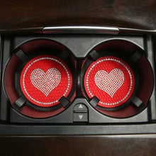 Load image into Gallery viewer, 2Pcs Car Cup Coasters Sparkly Rhinestone Heart Bling Car Coasters for Cup Holders Insert Interior Accessories
