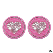 Load image into Gallery viewer, 2Pcs Car Cup Coasters Sparkly Rhinestone Heart Bling Car Coasters for Cup Holders Insert Interior Accessories
