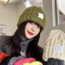 Load image into Gallery viewer, Retro Versatile Woolen Hat Thickened Warm Twist Knit Hat Ear-protection Woolen Hat Solid Color Knit Hat for Men Women
