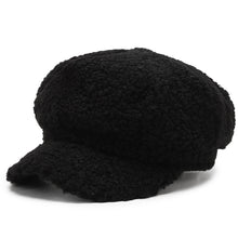Load image into Gallery viewer, Women Lamb Wool Baseball Cap Fashion Versatile Octagonal Cap Casual Thermal Lamb Wool Cap for Autumn and Winter
