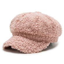 Load image into Gallery viewer, Women Lamb Wool Baseball Cap Fashion Versatile Octagonal Cap Casual Thermal Lamb Wool Cap for Autumn and Winter
