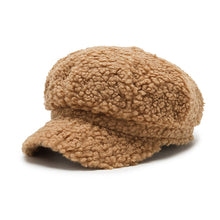 Load image into Gallery viewer, Women Lamb Wool Baseball Cap Fashion Versatile Octagonal Cap Casual Thermal Lamb Wool Cap for Autumn and Winter

