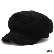 Load image into Gallery viewer, Women Lamb Wool Baseball Cap Fashion Versatile Octagonal Cap Casual Thermal Lamb Wool Cap for Autumn and Winter
