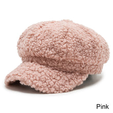 Load image into Gallery viewer, Women Lamb Wool Baseball Cap Fashion Versatile Octagonal Cap Casual Thermal Lamb Wool Cap for Autumn and Winter
