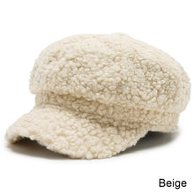 Load image into Gallery viewer, Women Lamb Wool Baseball Cap Fashion Versatile Octagonal Cap Casual Thermal Lamb Wool Cap for Autumn and Winter
