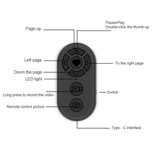 Load image into Gallery viewer, Mobile Phone Bluetooth Remote Control 7-button Charging Wireless Photo Self-recording Video Page Flip Selfie
