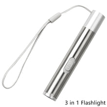 Load image into Gallery viewer, 3in1 Multi-function USB Rechargeable LED Flashlight Powerful Mini LED Torch Waterproof Design Penlight Hanging With Metal Clip
