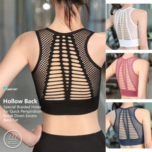 Load image into Gallery viewer, Hollow Out Padded Sports Bra Top Women Seamless Breathable Mesh Workout Gym Bras Backless Push Up Fitness Yoga Bras
