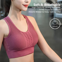 Load image into Gallery viewer, Hollow Out Padded Sports Bra Top Women Seamless Breathable Mesh Workout Gym Bras Backless Push Up Fitness Yoga Bras
