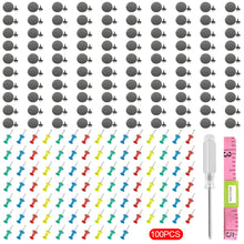 Load image into Gallery viewer, 100Pcs Car Interior Ceiling Cloth Fixing Screws For Car Roof Fixed Buckle Snap 100pcs Rivets Retainer &amp; 1pc Flexible Rule &amp; 1 Screwdriver Automotive Headliner Repair Button Screwdriver
