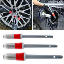 Load image into Gallery viewer, 3Pcs Car Detailing Brushes Set PP Handle for Car Wheels Tires Engine Bay Leather Seats Super Soft Synthetic Bristle
