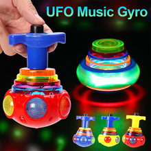 Load image into Gallery viewer, Music Gyro Peg-Top Spinning Top Brinquedo Funny Kids Toy Classic UFO Gyroscope Laser Color Flash LED Light Christmas New Year's Gift
