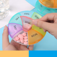 Load image into Gallery viewer, Round Pill Case Plastic 7 Days Weekly Tablet Candy Box Portable Storage Tablet Holder Travel Pill Container Colorful Pill Box
