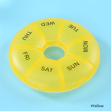 Load image into Gallery viewer, Round Pill Case Plastic 7 Days Weekly Tablet Candy Box Portable Storage Tablet Holder Travel Pill Container Colorful Pill Box
