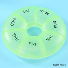 Load image into Gallery viewer, Round Pill Case Plastic 7 Days Weekly Tablet Candy Box Portable Storage Tablet Holder Travel Pill Container Colorful Pill Box
