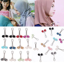 Load image into Gallery viewer, 12pcs Multicolor Headscarf Shawl Scarf Lady Muslim Scarf Clips Pins Up Hijab Clips Pearl Scarf Brooch Pin Women Jewelry

