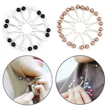 Load image into Gallery viewer, 12pcs Multicolor Headscarf Shawl Scarf Lady Muslim Scarf Clips Pins Up Hijab Clips Pearl Scarf Brooch Pin Women Jewelry
