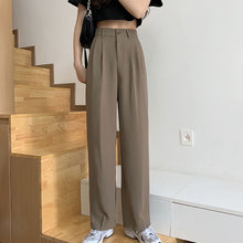 Load image into Gallery viewer, Women's Trousers High Waist Suit Pants Slimming Elastic Waist Vertical Leg Pants
