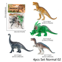 Load image into Gallery viewer, 4pcs/set Small Dinosaur Model Toy Mini Jurassic Tyrannosaurus Raptor Pterosaur Stegosaurus Gift for Kids
