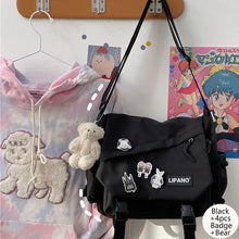 Load image into Gallery viewer, Nylon Handbags Large Capacity Shoulder Bag Diagonal Cross Bag Student School Bags Messenger Bag Korea ins Tooling Anti-water Crossbody Bags for Teenager
