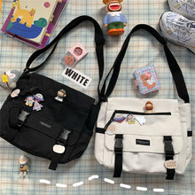 Load image into Gallery viewer, Canvas Large Capacity Shoulder Bag Diagonal Cross Bag Harajuku Student School Bags Messenger Bag Tooling Anti-water Crossbody Bags for Teenager
