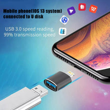 Load image into Gallery viewer, USB 3.0 OTG Adapter For iPhone 13 12 11 Pro XS Max XR X 8 Plus 7 6s iPad Lighting Male to USB 3.0 Adapter for iOS 13 above
