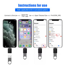 Load image into Gallery viewer, USB 3.0 OTG Adapter For iPhone 13 12 11 Pro XS Max XR X 8 Plus 7 6s iPad Lighting Male to USB 3.0 Adapter for iOS 13 above
