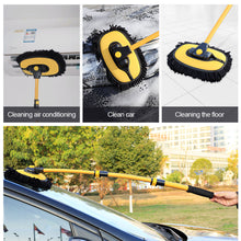 Load image into Gallery viewer, Three Section Telescopic Car Cleaning Brush Detailing Adjustable Wash Brush Telescoping Long Handle Cleaning Mop Chenille Broom Auto Accessories
