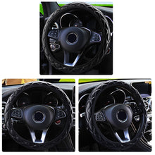 Load image into Gallery viewer, 37-38cm Diameter PU Leather Car Steering Wheel Cover Crystal Crown Steering Non-slip Protective Interior Accessories
