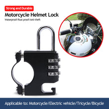 Load image into Gallery viewer, Motorcycle 3 Digit Code Combination Lock Anti-theft Scooter Helmet Lock for Handlebar Helmet Combination Lock Riding Accessories
