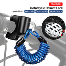 Load image into Gallery viewer, Motorcycle Helmet Lock Anti-Theft Helmet Security Lock Metal 20mm-28mm Black with 2 Keys and Wire Rope Set
