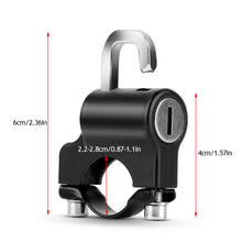 Load image into Gallery viewer, Motorcycle Helmet Lock Anti-Theft Helmet Security Lock Metal 20mm-28mm Black with 2 Keys and Wire Rope Set
