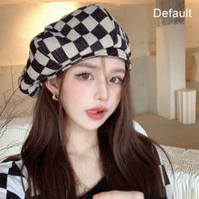 Load image into Gallery viewer, Chessboard Plaid Beret Fashion Versatile Cloud Hat Autumn Winter Comfortable Breathable Beret Octagonal Hat for Women
