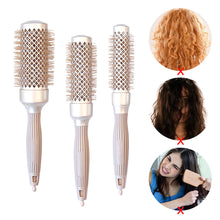 Load image into Gallery viewer, Ceramic Aluminum Tube Roller Comb Nylon Needle Curling Hair Comb Hairdressing Styling Comb Creative Blowing Cylinder Comb
