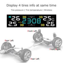 Load image into Gallery viewer, Car Tire Pressure Alarm TPMS Solar Digital Automatic Clock LCD Display Auto Security System Temperature Warning

